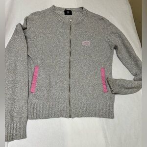 🌸Bogner Gray Zip-Up Sweater with Pink Accents🌸